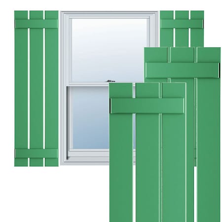 True Fit PVC, Three Board Spaced Board-n-Batten Shutters, Lilly Pads, 17 1/8W X 36H